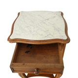 Table de chevet style Régence en noyer et marbre