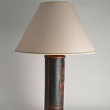 Mid-Century Modern Aztec Motif Hand Tooled Leather Table Lamp