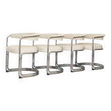 4 vintage tubular metal and fabric chairs