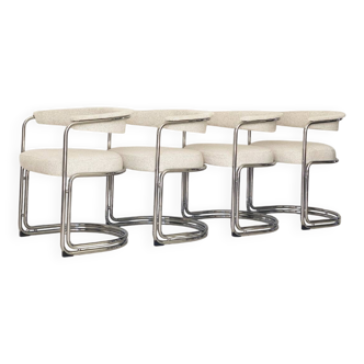 4 chaises tubulaire vintage métal et tissu