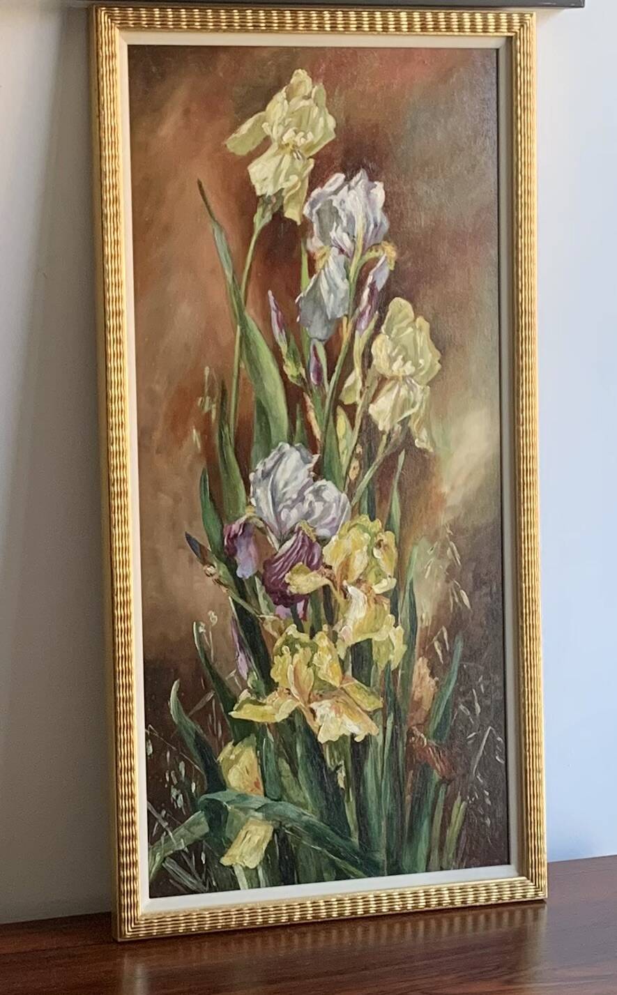 Peinture à l'huile vintage d'iris