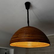 Large rattan pendant light from the 1970s.