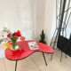 Red Formica bean coffee table