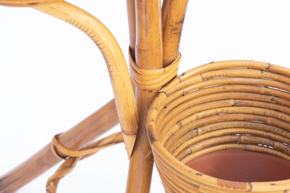 Rattan and bamboo plant holder