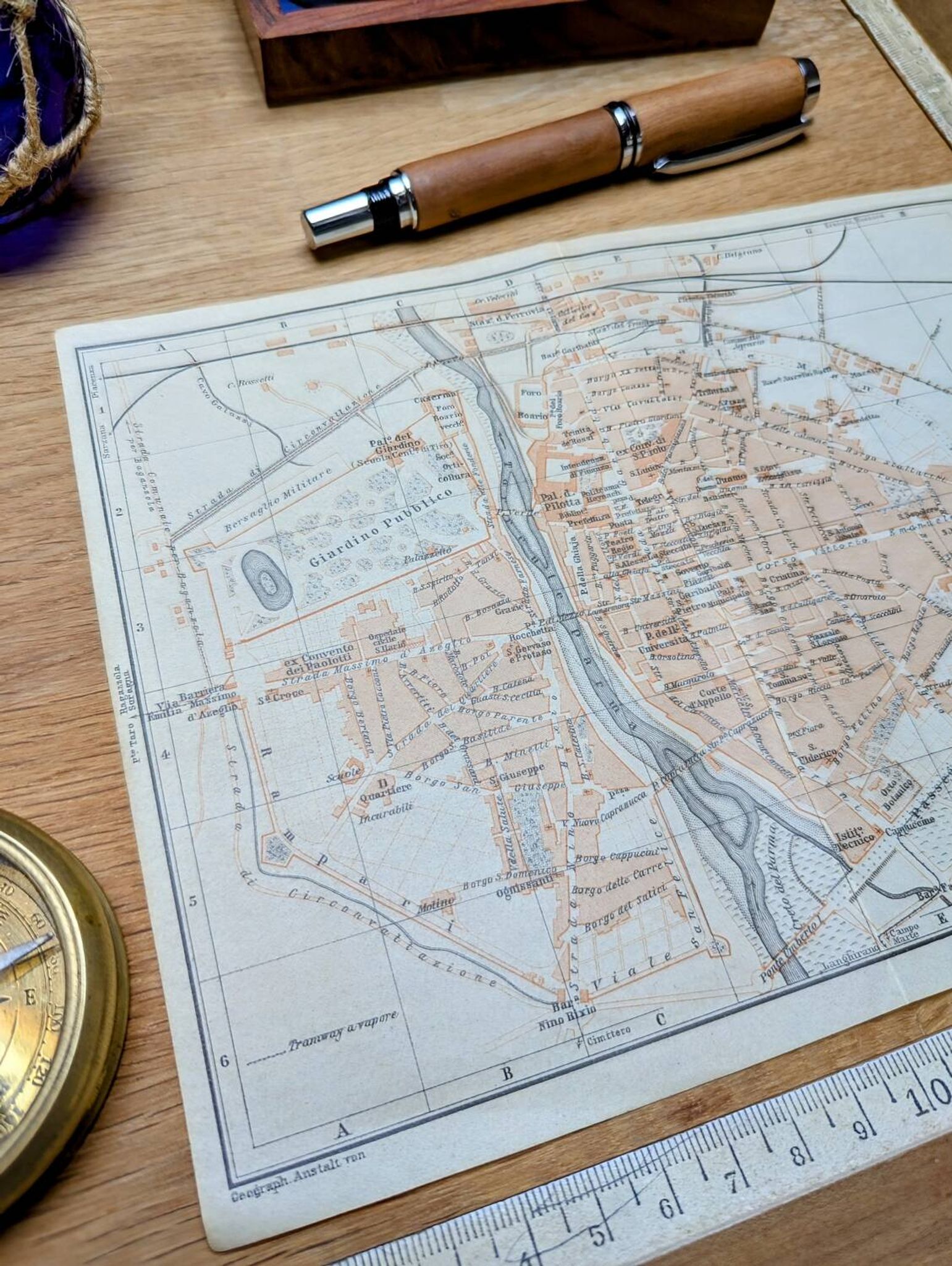 Printed in 1909, map of Parma, Italy