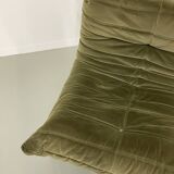 Vintage 2 and 3 seater green velvet togo set