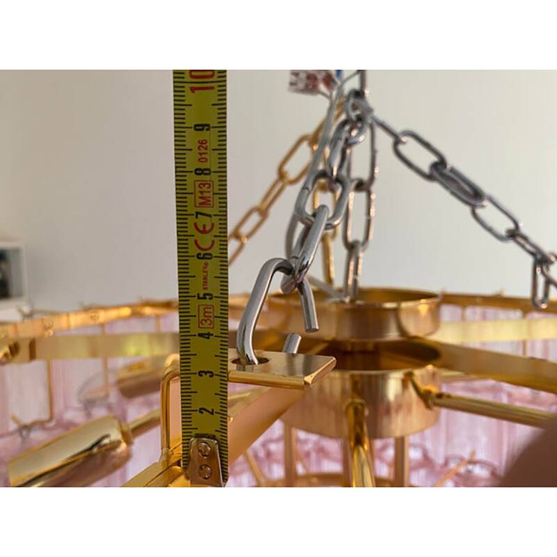 Lustre en verre de Murano rose « Tronchi »