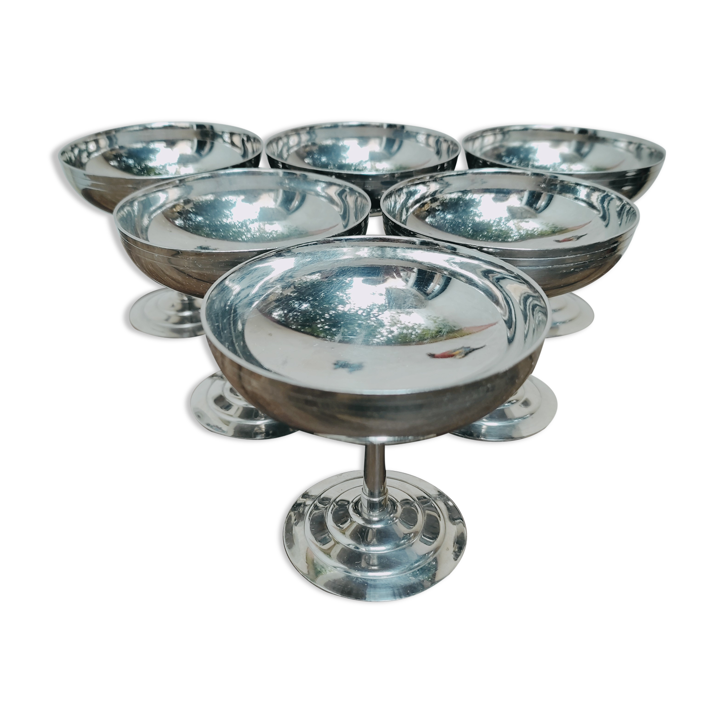 6 stainless steel standing dessert cups by Rémy letang