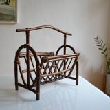 Vintage rattan magazine holder