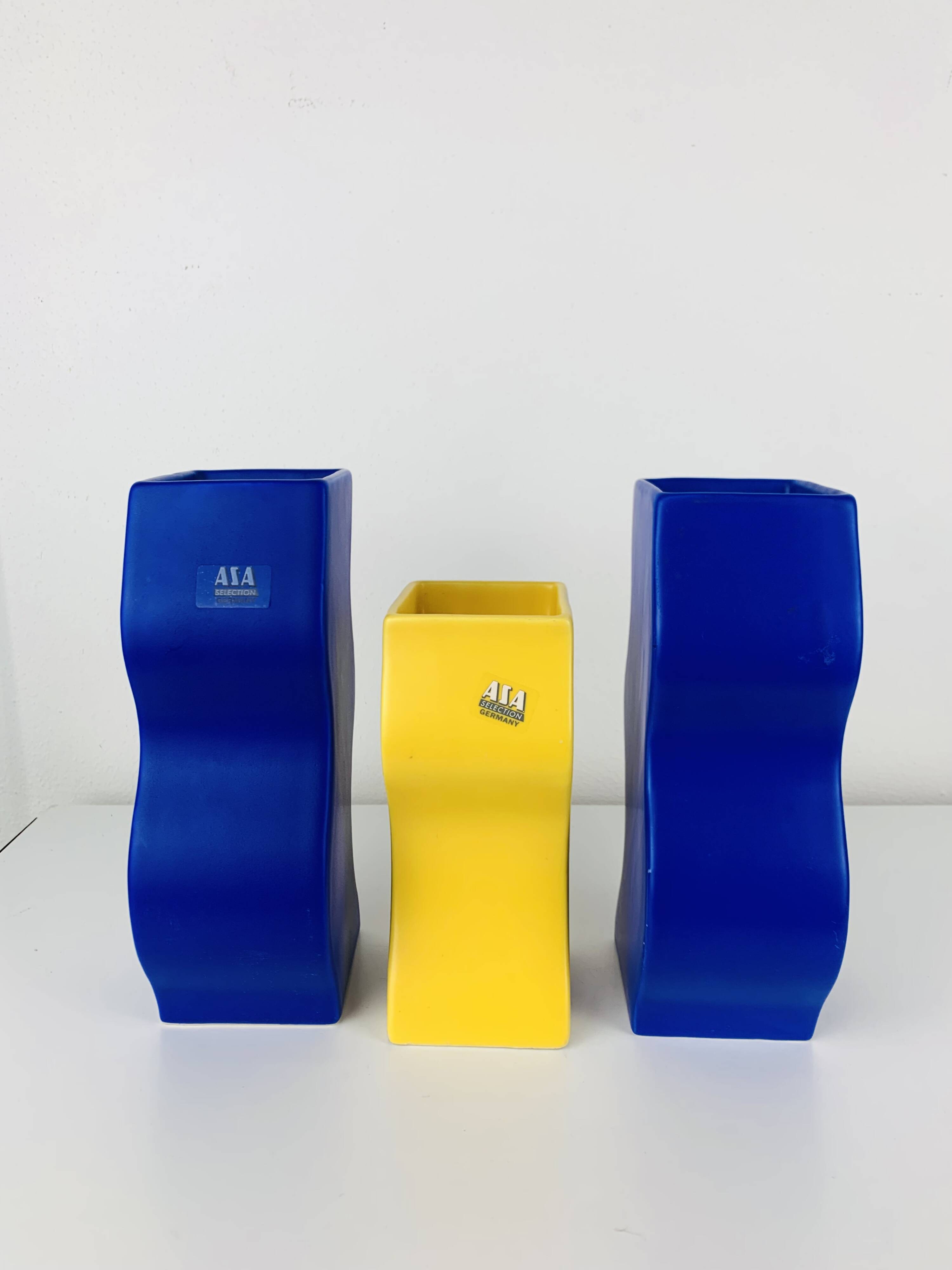 Trio of Asa vases, 1980s ceramic, vintage Memphis style