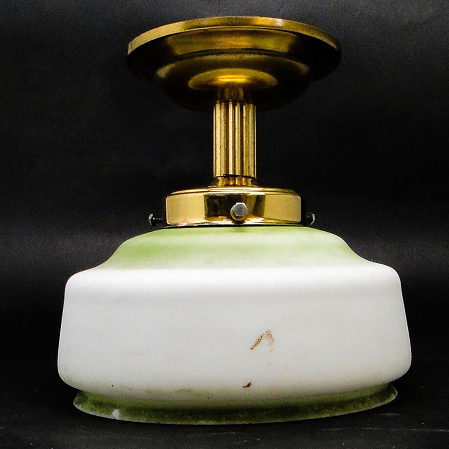 Vintage Art Deco brass and glass pendant lamp, 1950s