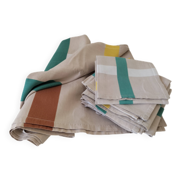 Ensemble nappe + 8 serviettes – coton graphique