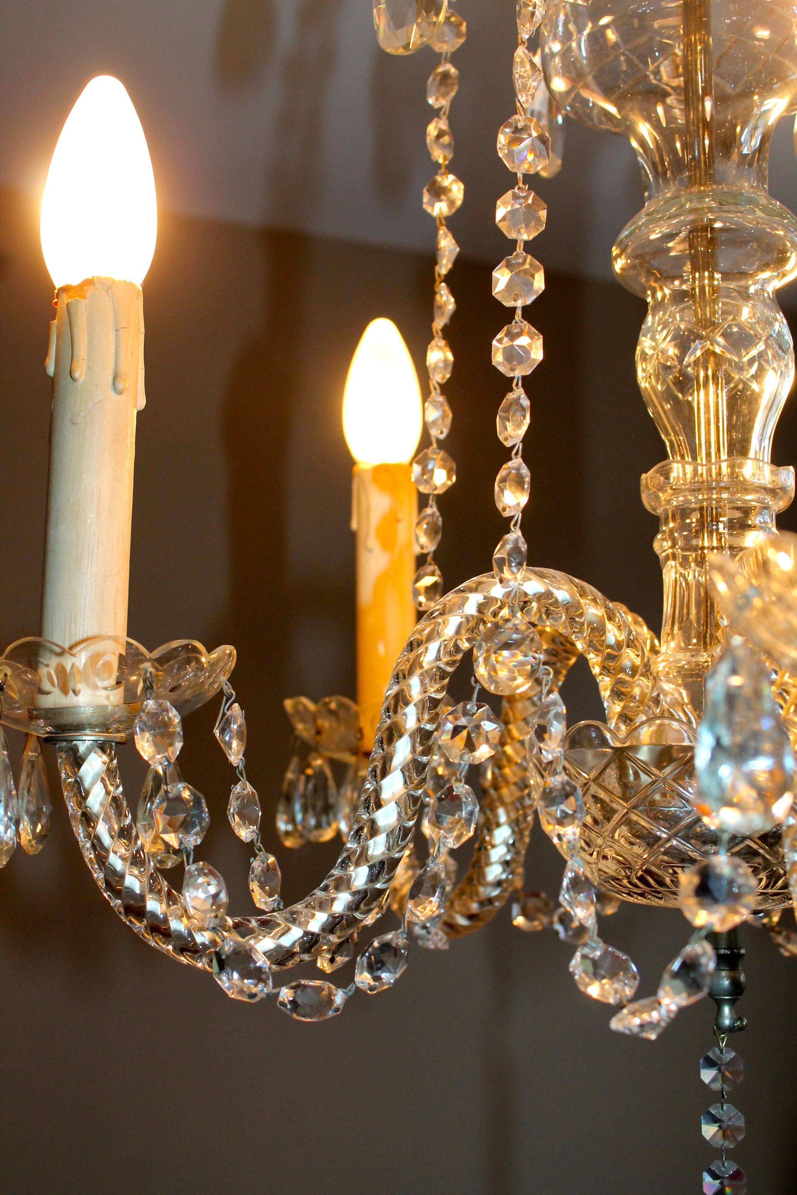 5 lights crystal pendant chandelier from Czechoslovakia