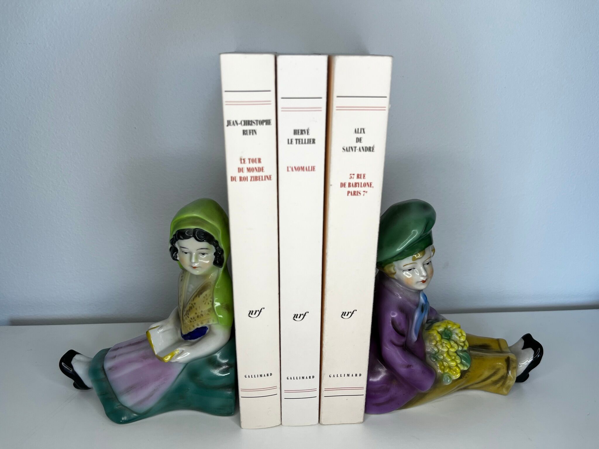 Pair of German porcelain bookends