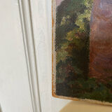 Painting signed sunny village soft colors