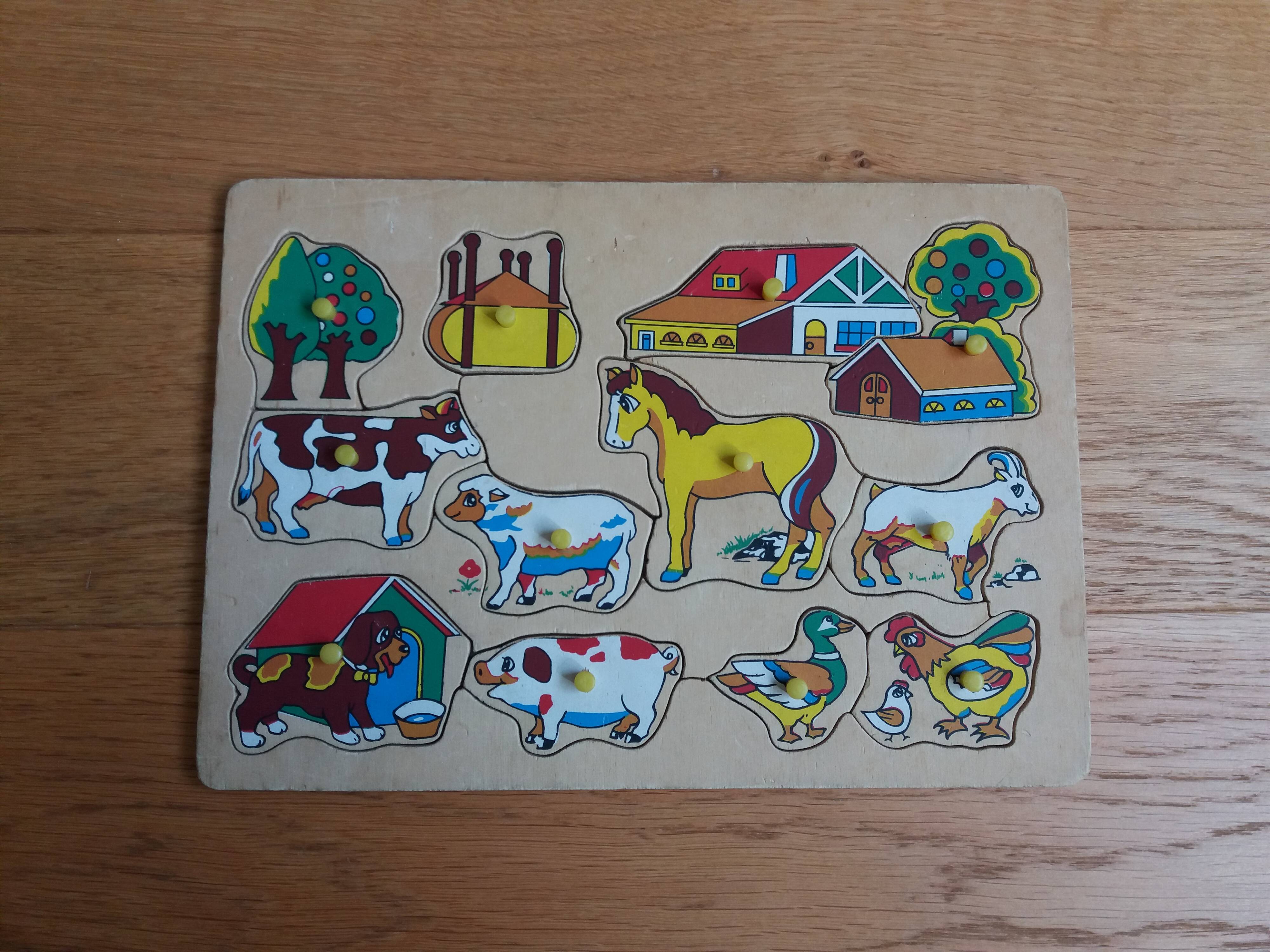 Wooden puzzle farm animals