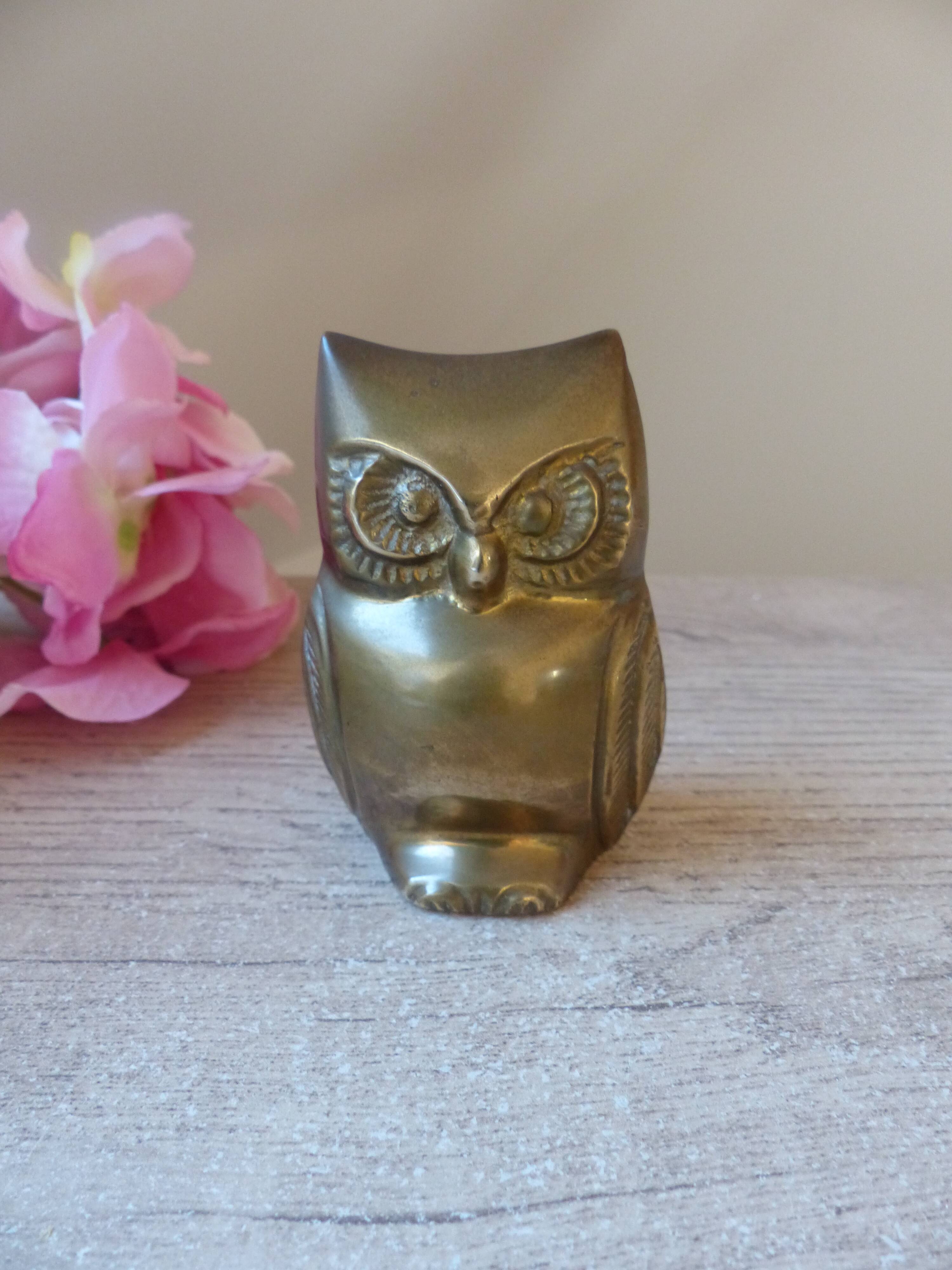Old Brass Owl Animal Figurine