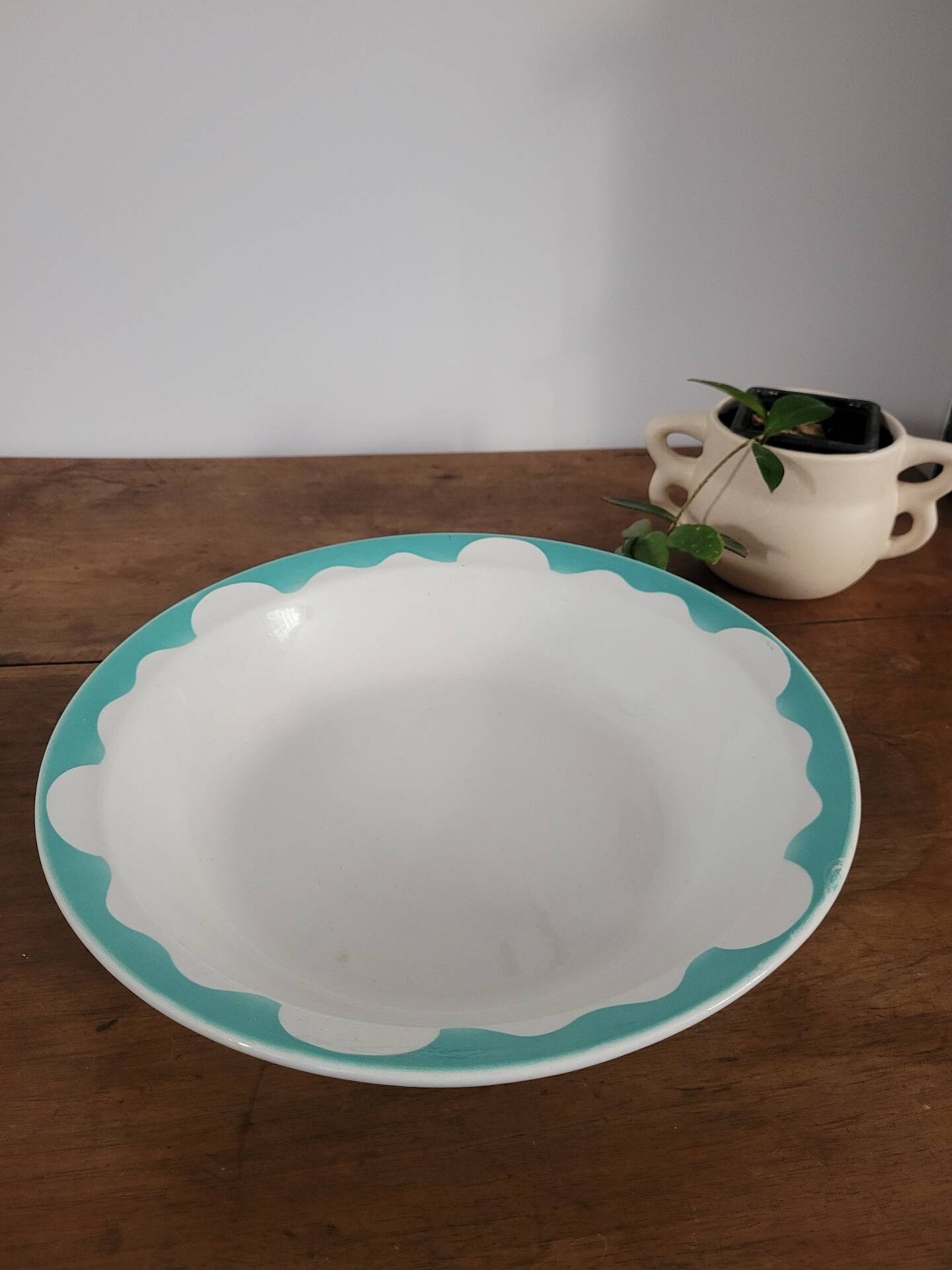 Large turquoise shallow dish