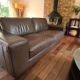 Natuzzi 3-seater sofa in full grain brown leather