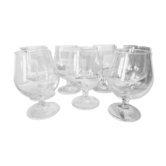 Lot de 7 verres a bières vintage "kriek gueuze belle-vue "