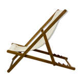 Transat tissus blanc avec structure en bois