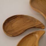 Set of vintage olive wood ramekins from the 1970s.