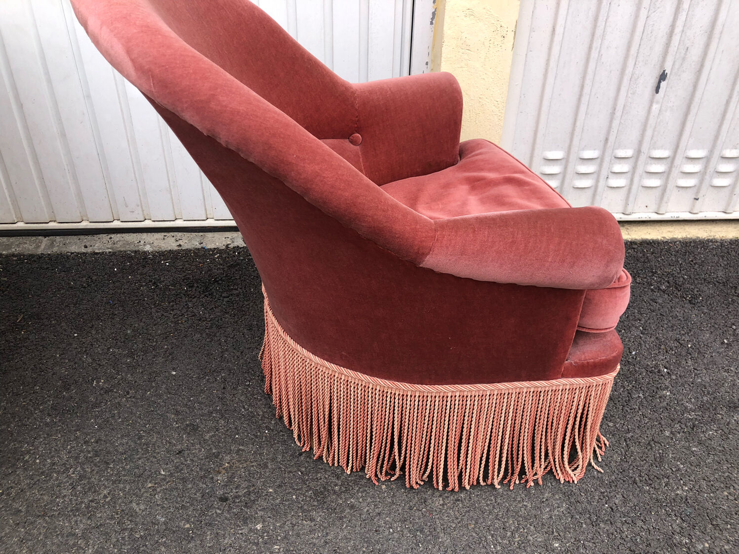 Paire de crapauds vintage en velours rose