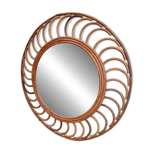 Miroir Soleil vintage - rotin