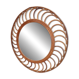 Vintage 1960s rattan sun mirror