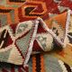 5x10 Red & Orange Geometric Vintage Kilim Rug,142x302Cm