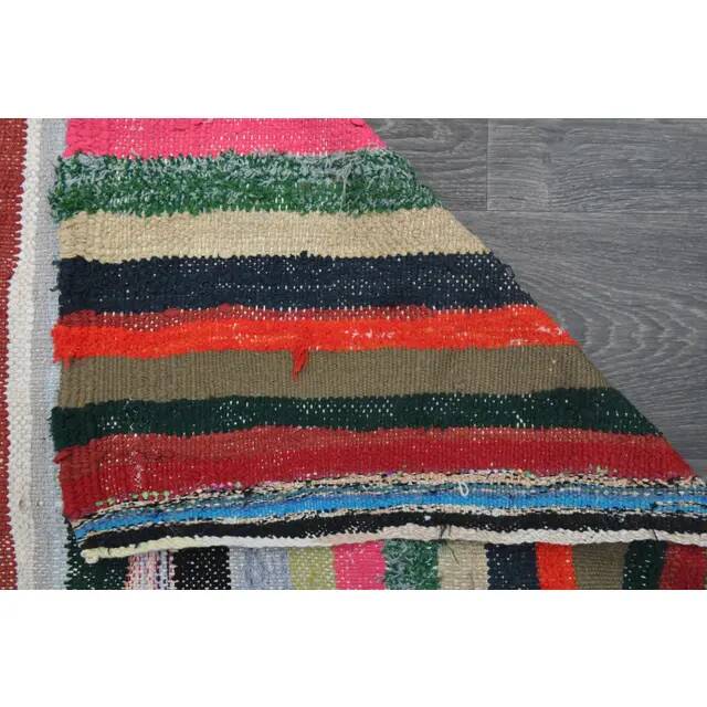 Vintage Turkish Oushak handmade wool cotton beige kilim runner 148x276