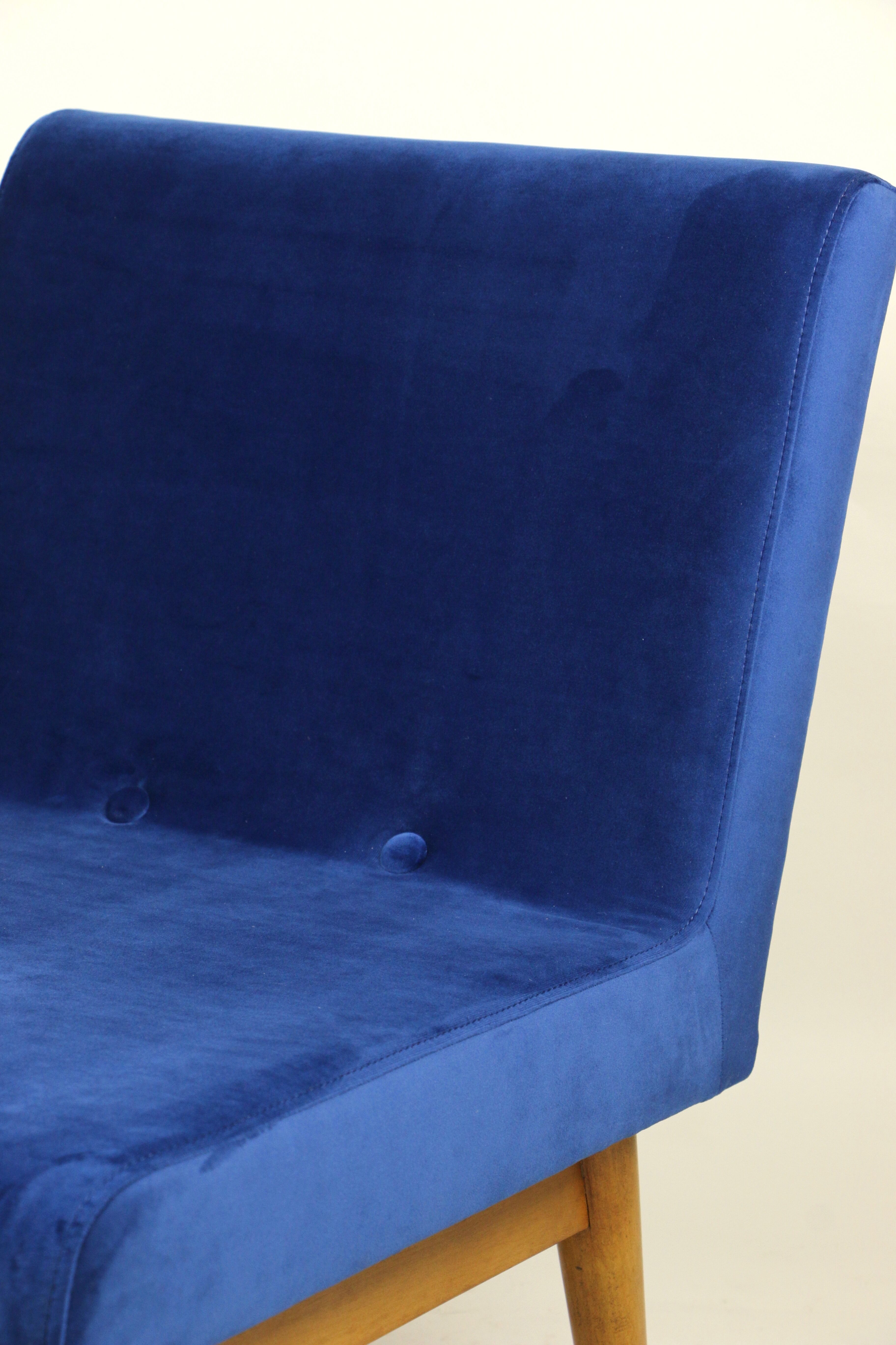 Vintage Blue Velvet Lounge Chair, 1970s