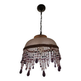 Suspension vintage rose à franges de perles et pampilles