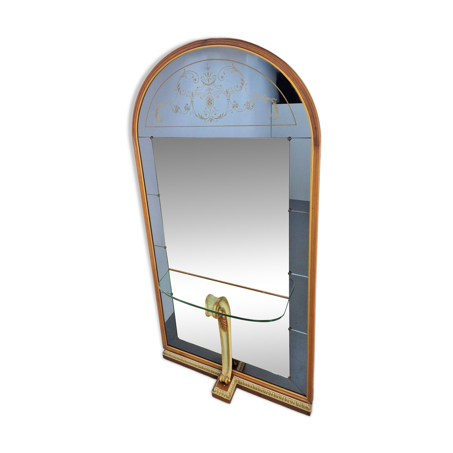 Vintage Floor Mirror with Console Table from Cristal Art, Italy, 1960s