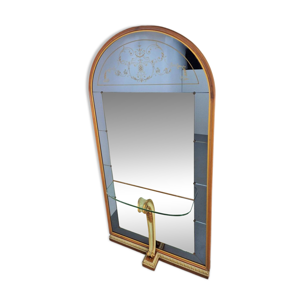 Miroir de sol vintage avec table console de Cristal Art, Italie, années 1960.