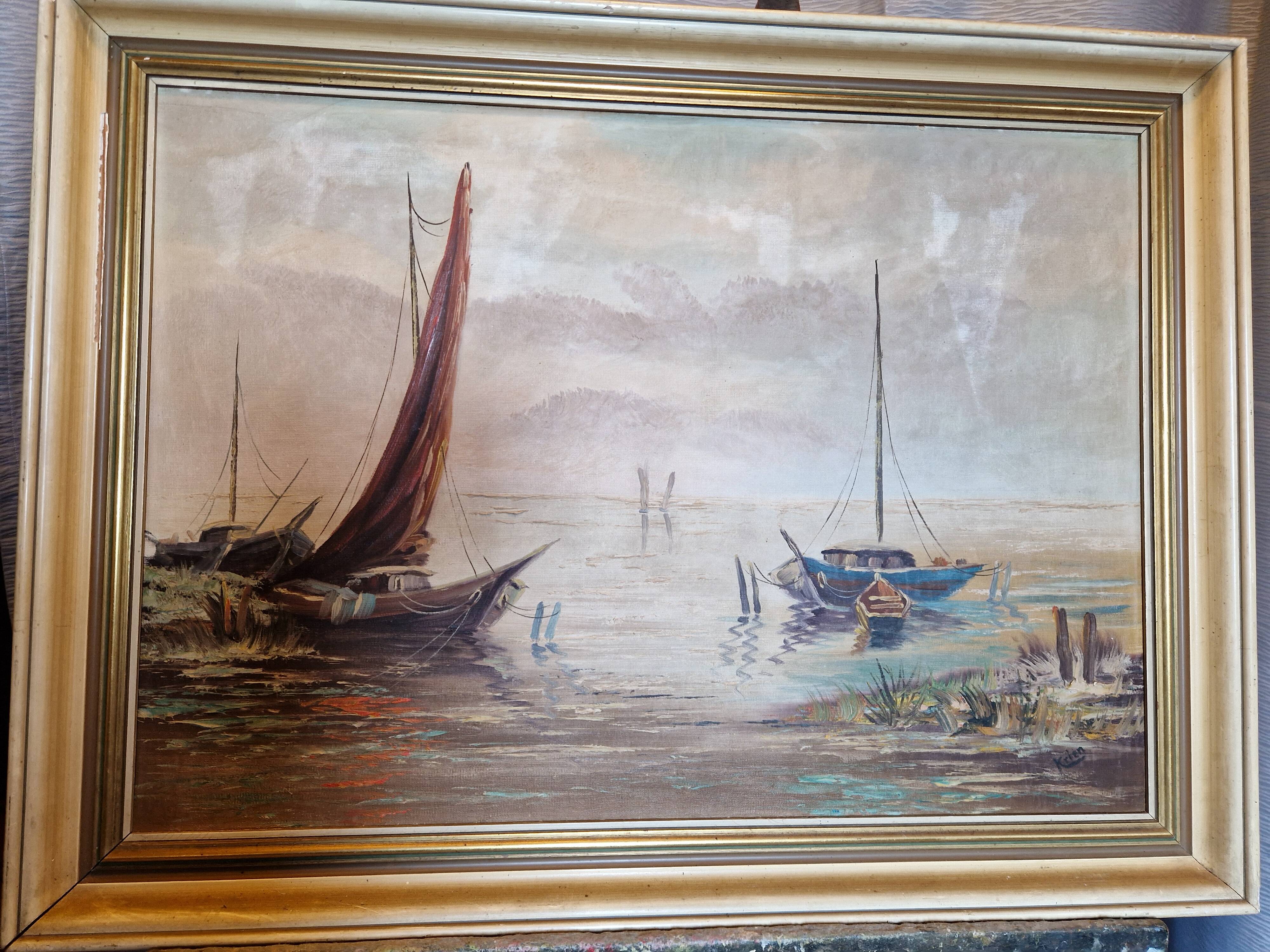 Oil on canvas Marine