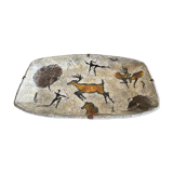 Plat Vallauris signed Jacky cave of Lascaux rock painting