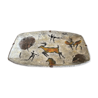 Plat Vallauris signé Jacky grotte de Lascaux peinture  rupestre