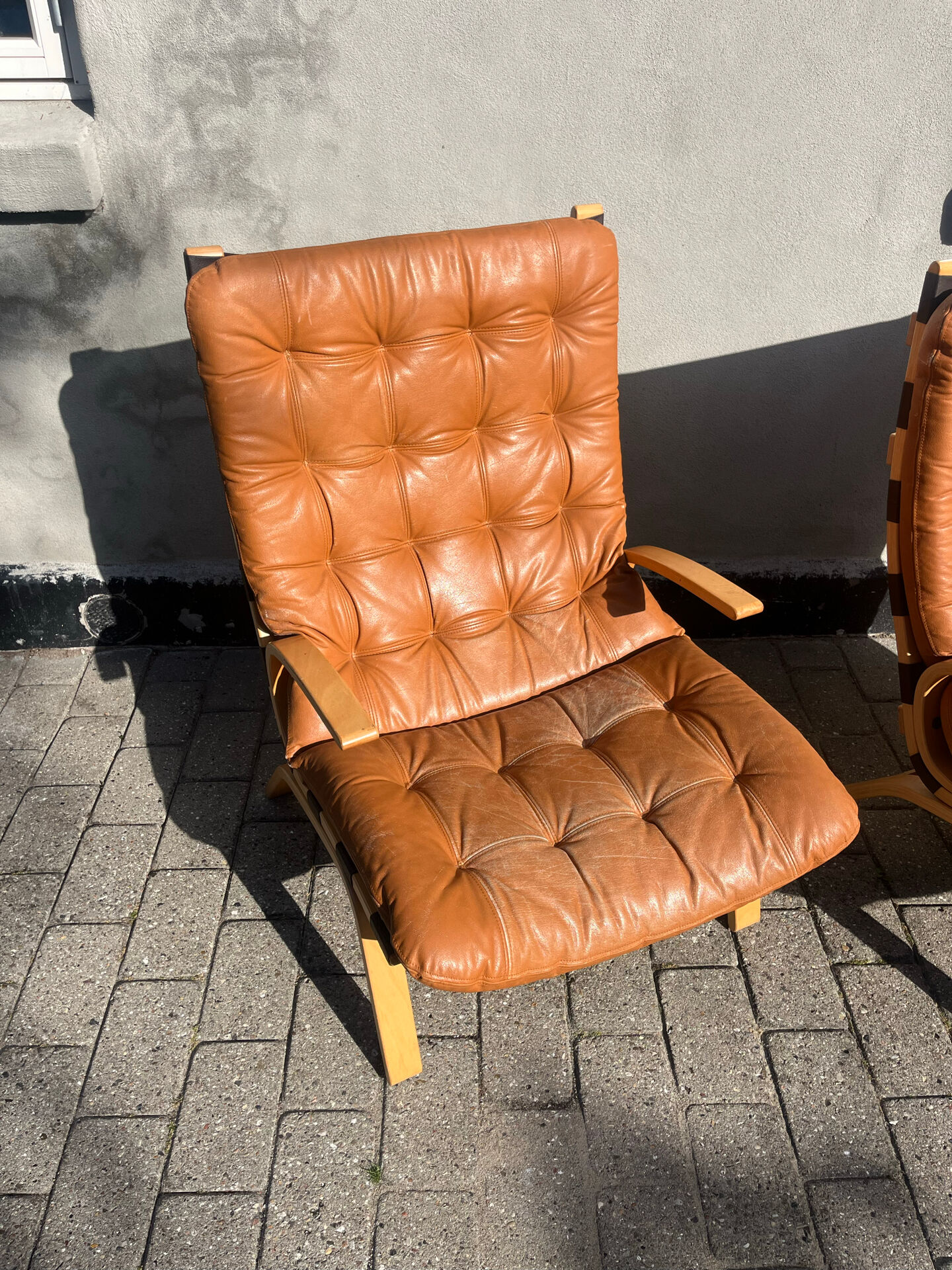 Rare 1970s Danish Modern 'Miljø' Easy Chairs in Cognac Aniline Leather
