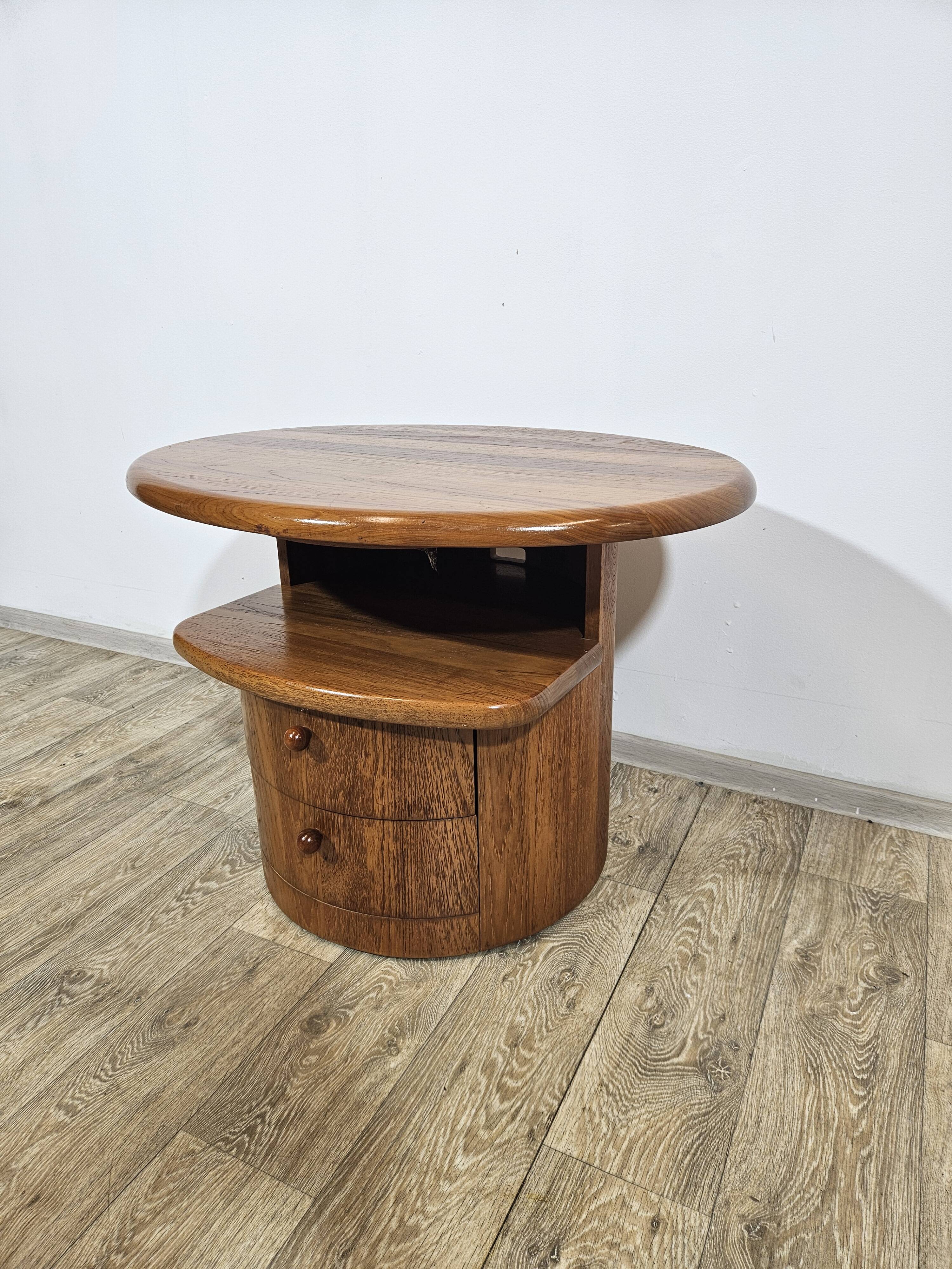 Solid teak TV table with swivel top, Silkeborg, Denmark, 1960s/1970s.