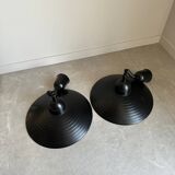 Pair of black metal pendant lights made in Belgium