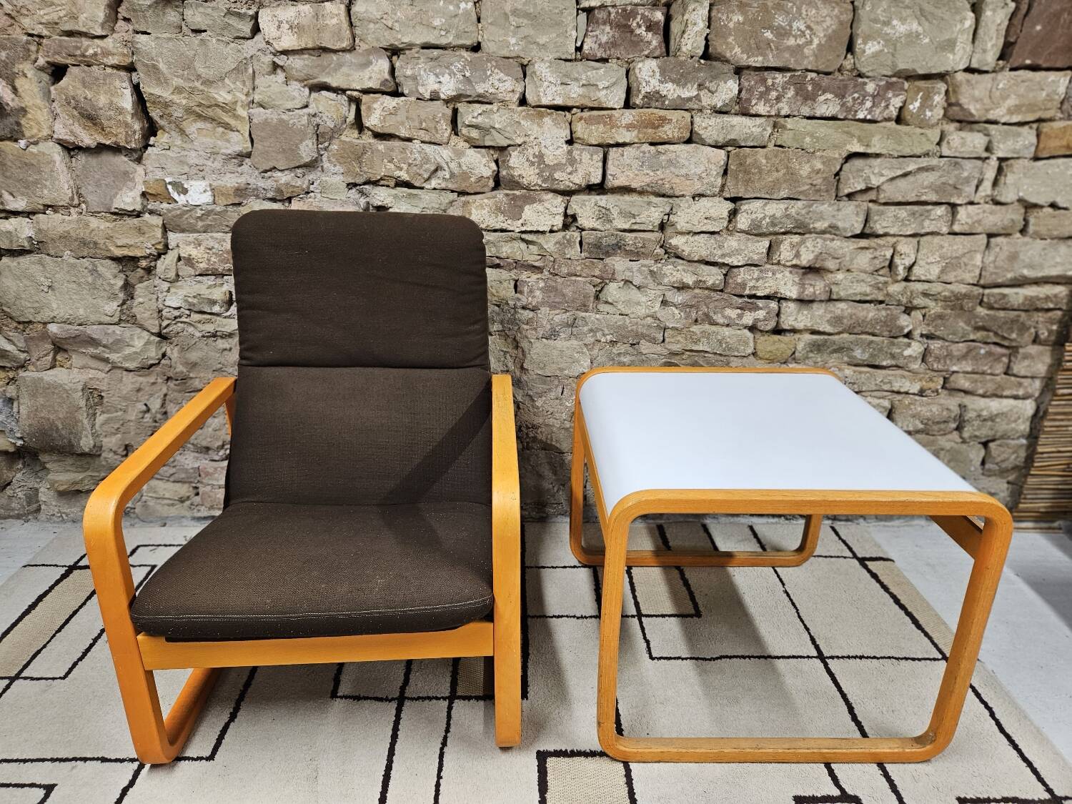 Set of Wilkhahn bentwood armchairs and tables, vintage 1980s