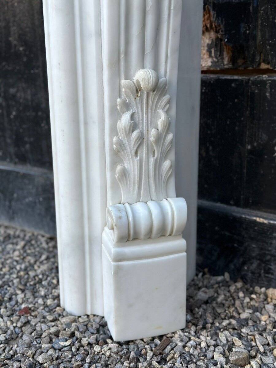 Louis xv style fireplace in carrara marble, circa 1980