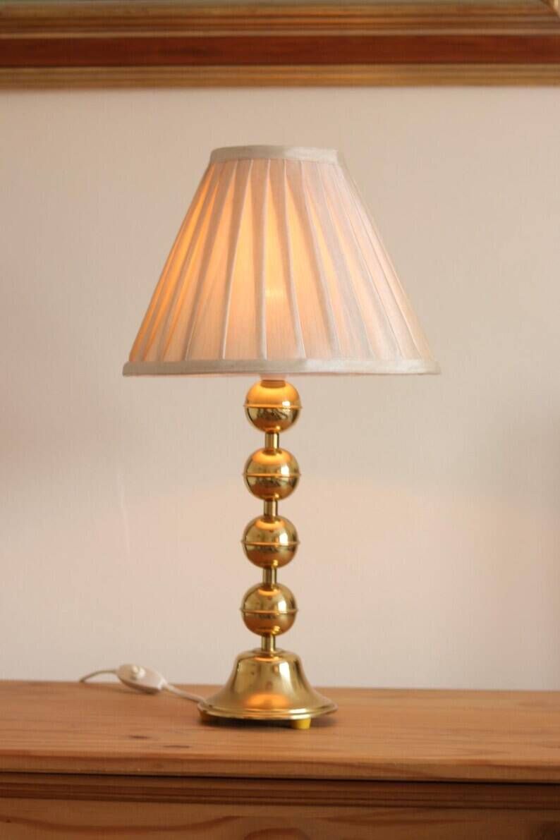 Pair of Vintage Swedish Table Lamps in Polished Brass, Signed Aneta