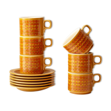 6 cups with sub-cups - vintage pattern - Hornsea England model Saffron