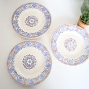Set of 9 flat plates of Longwy Rouennais motif