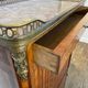 Louis XVI music cabinet, marquetry, brass gallery, marble top