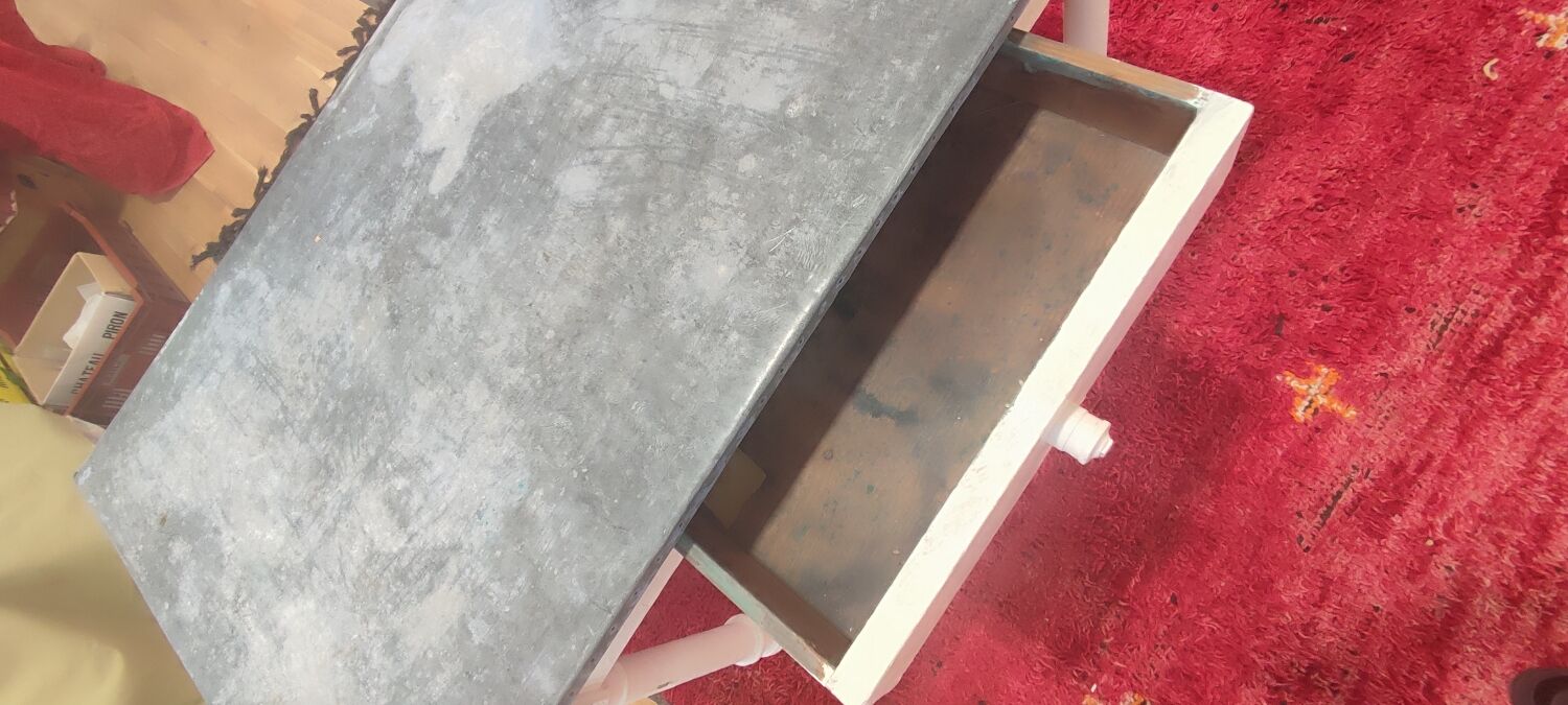 Table de fleuriste zinc meuble de métier