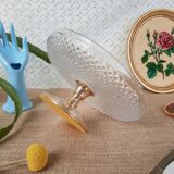 Glass and gold metal cake display - vintage