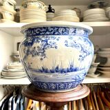 Blue porcelain plant pot
